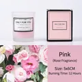 Pink rose scented soy candle in frosted glass with gift box, 5x6cm, 12h burn time - Pink (Mist Layer)