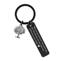 Black and silver inspirational Tree of Life keychain with engraved motivational tag - FT0004 Keychain Black (May you be proud)