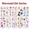 Set di 10 tatuaggi temporanei a sirena per bambini con disegni marini colorati - Serie Sirena DA