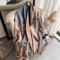 Poker pattern thick winter scarf with queen print and tassels on an armchair - 180x65cm / Light Blue & Pink