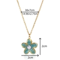 Vue détaillée du pendentif fleur émaillée avec perle et chaîne dorée de 38+7cm - Pendentif Fleur à Cinq Pétales Bleu Lac (G10246731G-3)