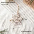 Fiocco di neve in resina bianca con bordo dorato e corda di canapa per decoro natalizio - Ciondolo a fiocco di neve