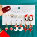 Christmas themed earring set with snowflake and reindeer studs on a jewelry card - Christmas Earring Set (HZS2280-4)