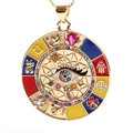 Detail of evil eye necklace pendant with colorful enamel and sparkling zircon stones - 06