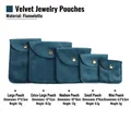 Dark cyan velvet jewelry pouches in five sizes with snap buttons and dimensions - Snap Velvet Jewelry Pouch / 9*13cm / Teal
