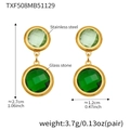 Golden stainless steel earrings with dual green round glass stones and sleek finish - Gold - Mixed Green Stone (TXF508)