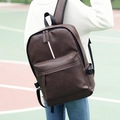 Dark brown PU leather backpack with vertical white stripe detail and wide straps - Brown (9804)