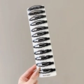 Lot de 12 barrettes à cheveux ondulées en métal noir mat sur carte blanche - Motif de Vagues / Lot de 12 / Noir Brillant