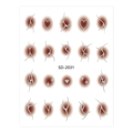 Detail of Y2K nail stickers with silver metal totems and red blush gradient effects - Dark Brown Blush Silver Stamping Gradient (SD-2031)