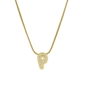 Gold plated number 9 pendant necklace with zircon pavé setting on a snake chain - Necklace P / Gold