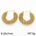 Pendientes de aro dorados de acero de titanio, tamaño 26x7mm, peso 6g el par mujer - Estilo Pequeño Envuelto en Forma de U (KE110128-KFC) / Dorado
