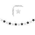 Black and silver glitter star garland banner with 9.7cm by 10cm size dimensions - Star Garland / Black and Gray