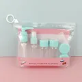 Travel toiletry bottle set with mint green caps and clear PVC bag for travel - 9-Piece Set / Mint Green