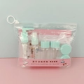 Travel toiletry bottle set with mint green caps and clear PVC bag for travel - 9-Piece Set / Mint Green