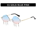 Rimless cloud shaped sunglasses in C6 gold and blue-pink gradient with lightning charms - Gold Frame Gradient Blue Pink Lens