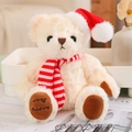 Beige teddy bear plush toy wearing red white striped scarf and festive Christmas hat - Gift Bag Only (No Bear) / Corresponding Version for Red Stripe Scarf Off-white Bear