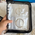 Portable clear jewelry organizer binder with black zipper for gold rings and earrings - Black 5-inch 80 Slots + 20 Bags