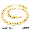 Golden pig nose link necklace in stainless steel, dimensions 500x10mm weighing 44g - Style A Gold Necklace 50cm (KN228728-Z)