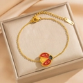 18k gold plated ladybug and shell flower bracelet on beige gift box and satin - Ladybug Style Bracelet (8835手链)