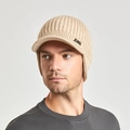 Casquette de baseball en tricot d'hiver beige clair avec protection des oreilles - Beige
