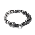 Bracciale a catena in acciaio al titanio retrò con maglie strutturate e gancio sicuro - Nero Brunito (KB149705-KLHQ)