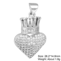 Silver crown heart pendant with clear zircons, 26.2x14.8mm size for DIY jewelry making - Pendant 6: Crown Heart (Silver)