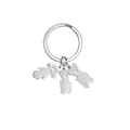 Cartoon girl and pet dogs stainless steel keychain with polished silver finish - 2 Dogs 1 Girl / Silver