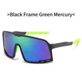 Sport cycling sunglasses in black frame with green mercury mirrored lenses UV protection - Black Frame Green Mirror Lens