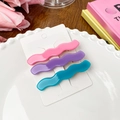 3-pack of wavy macaron-colored acetate hair clips in pink, purple and cyan on a display card - 3Pcs/Set 7CM / Jelly Color