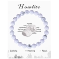 Detail of white howlite beaded bracelet with natural grey veins and calming stone properties - Standard Beaded Style / Howlite
