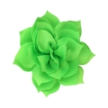 Detailed close-up of a green 8cm layered lotus fabric flower with satin finish silk texture - Neon Green