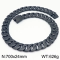 Collana a catena cubana larga 24mm placcata sottovuoto in acciaio al titanio nero - Nero sabbiato opaco