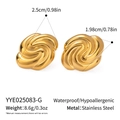 Waterproof gold plated stainless steel swirl earrings with hypoallergenic 18K finish - Gold Spiral Style (YYE025083-G)