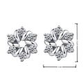 Elegante rotierende Blumenohrringe in Silber mit funkelnden Zirkonen, 1,1 cm x 1 cm - Klassischer Stil (Zirkonia Weiß)