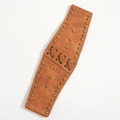 Cintura a corsetto in ecopelle marrone con borchie in ottone e dettaglio stringato - Cammello Grande
