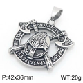 Pendaglio vichingo con ascia e elmo nordico in acciaio inossidabile color argento - Stile Elmo Vichingo Doppia Ascia (KP117699-LU)