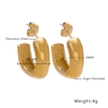 Close-up of high polished gold plated stainless steel U-shaped wide hoop earrings - E131 Wide U-Shape