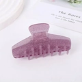 Elegant large purple hair claw clip with glitter finish made of durable resin - Light Purple
