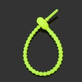 Fluorescent green silicone cable tie with adjustable locking mechanism on black background - Luminous Yellow