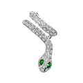 Silver snake wrap earrings with white crystals and emerald green eyes in vintage style - Silver Full Diamond Snake Right Hand (1316)