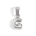 Polished silver bubble initial G pendant made of premium stainless steel for DIY jewelry - Steel-G