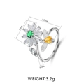 Tabella dettagliata delle dimensioni per l'anello girevole con margherita e ape da 3,2g - Oro Bianco Zircone Verde