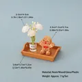 Miniature Christmas gingerbread man set with wooden tray and flower vase on blue background - Gingerbread Man Set 3