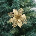 Fiore di poinsettia glitterato oro per decorazione di alberi di Natale e ghirlande - Oro