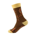 Brown mid-calf socks with yellow accents and colorful tropical angelfish patterns - Brown Yellow Angelfish