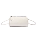 Sac bandoulière cylindrique en cuir beige, petit sac à épaule élégant pour femme chic et tendance. - Blanc Lait