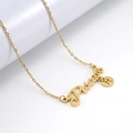Gold-plated 18K stainless steel Pisces zodiac necklace with coin pendant and letter charm - Pisces