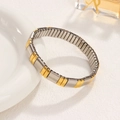 Pulsera elástica de acero inoxidable en acabado bicolor plata y oro de lujo - Estilo Cuadrado de 9mm / Bicolor (Oro y Plata)