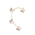 Elegant gold butterfly ear cuff with white enamel and sparkling rhinestones inlay - Gold B Style Right