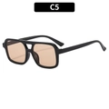 Classic double-bridge aviator sunglasses with black frame and light orange amber lenses - Black Frame Champagne Lens